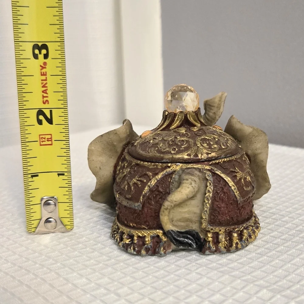 Vtg Dimontti Elephant Trinket Box Resin Composite Embellished Vanity Decor Italy